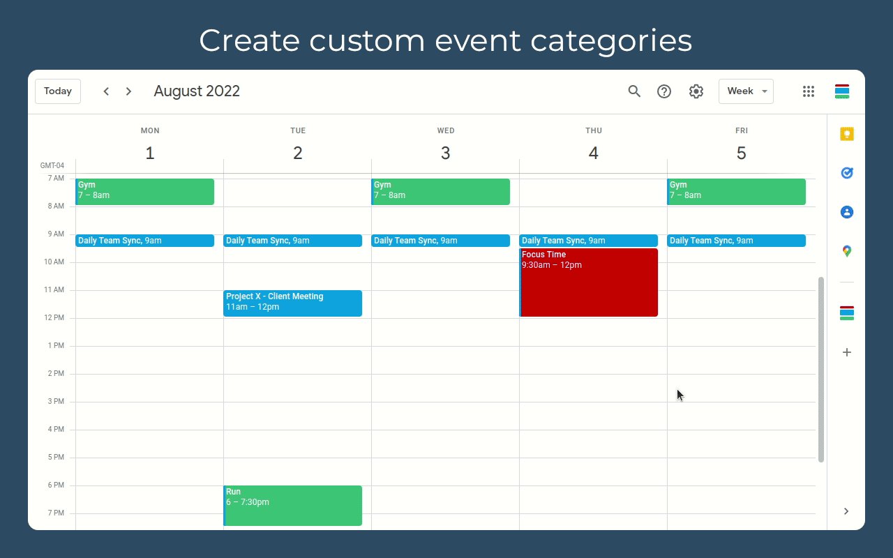 Add custom event categories in TrackMyCal